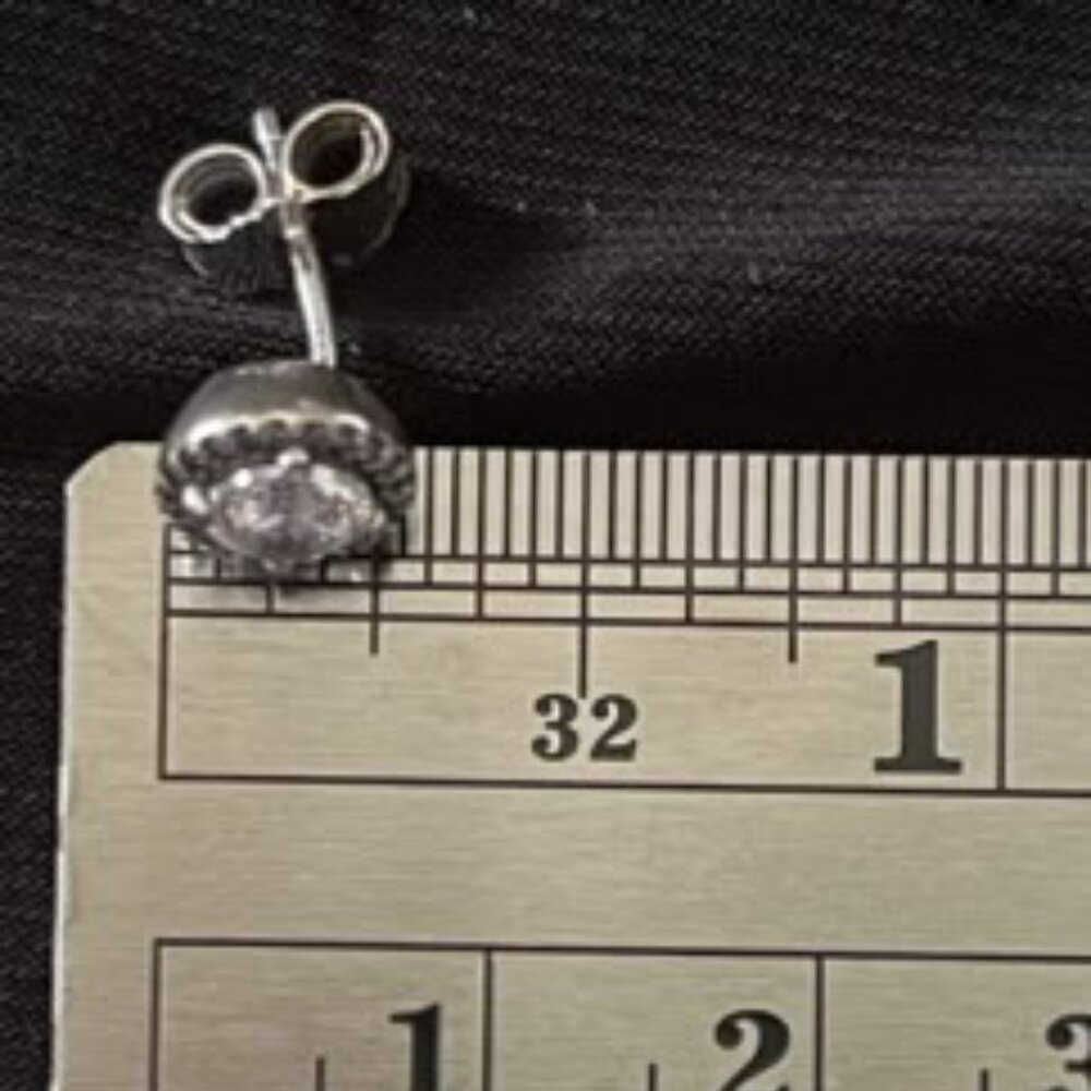 Genuine Pandora Classic Round Sparkle Sterling Silver Necklace & Earring Set - Picture 9 of 11